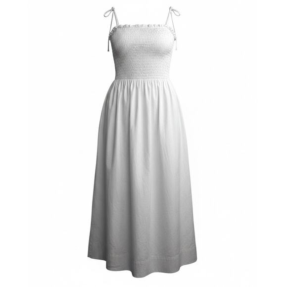 ASTR The Label Dresses & Skirts - ASTR The Label Harper Smocked Tie Strap Midi Dress - White - Size M